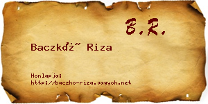 Baczkó Riza névjegykártya
